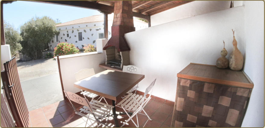 Terraza cubierta con barbacoa